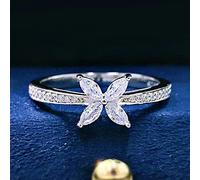 CWZZWS 925 Anneaux en argent sterling pour les femmes Sparkling Carbon Diamond Flower Mariage Engagement Bijoux Bijoux