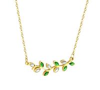 CWZZWS 925 Collier de Feuilles Vertes en Argent Sterling pour Femmes Filles à Quatre Feuilles trèfle Amulet Pendant Vert Chanceux