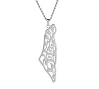 CWZZWS 925 Collier Israël en Argent Sterling pour Hommes et Femmes, Collier Pendentif israélien - Colliers de Pendentif cartographie Israël, Collier de géographie terrestre pour Les patriotes