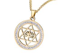 CWZZWS Accessoires pour Filles Collier de David pour Les Femmes et Les Hommes, 92 Collier David Hexagram Round Hollow Posting, Women Jewish Star Collier Femmes, Star of David Collier for Men
