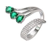 CWZZWS Anneau de mariage vert en couches pour femmes Silver plaqué de paon affrontement empilage de doigts enveloppe ouverts confort Fashion Fashion délicate d'anniversaire de Noël bijoux de