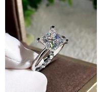 CWZZWS Anneaux argentés Fashion Silver Color Anneaux de fiançailles pour les femmes Fashion Zircon Stones Ring Anniversaire Mariage Bridal Anneaux d'argent pour femmes (couleur: 13, taille: 5)
