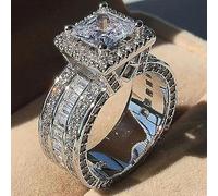 CWZZWS Anneaux argentés Fashion Silver Color Anneaux de fiançailles pour les femmes Fashion Zircon Stones Ring Anniversaire Mariage Bridal Anneaux d'argent pour femmes (couleur: 13, taille: 5)