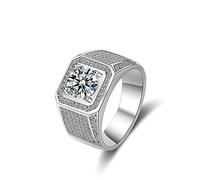 CWZZWS Anneaux ouverts pour les femmes, anneau ajusté simplicité mode argent carré zircon ring bijou romantique pour fille femme couple engagement mariage éternité anneau de Noël cadeau