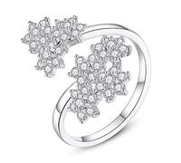 CWZZWS Anneaux ouverts pour les femmes, anneau ajusté vintage Simple Plum Hexagon Zircon Bijoux romantique Gift For Girl Femmes Couple Engagement Mariage Éternité Anneau de Noël cadeau