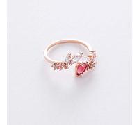 CWZZWS Anneaux ouverts pour les femmes, anneau ajusté vintage simplicité rose rose coeur fleurs en cristal ring bijoux de bijoux pour fille femme couple engagement mariage éternité anneau de Noël