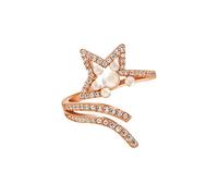 CWZZWS Anneaux ouverts pour les femmes, anneau ajusté vintage simplicité rose rose pentagram étoile perl ring cade joelry romantique pour filles femmes couple mariage mardi d'éternité