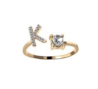 CWZZWS Anneaux ouverts pour les femmes, élégant élégant cubique zircone initiales k sonneurs d'or cadeau de bijoux romantique pour fille femme couple mariage mariage