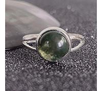 CWZZWS Anneaux ouverts pour les femmes, vintage ajusté élégant Green noir foncé de pierre naturelle argenté sonnets de bijoux romantique pour fille femme couple coup de fiançailles