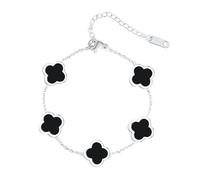 CWZZWS Bijoux de filles Bracelet à quatre feuilles uniques pour femmes Blanc Black Green rouge Bracelets de trèfle Link Link, bijoux plaqué Noël Cadeaux de la Saint-Valentin accessoires