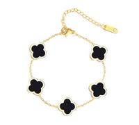 CWZZWS Bijoux de filles Bracelet à quatre feuilles uniques pour femmes Blanc Black Green rouge Bracelets de trèfle Link Link, bijoux plaqué Noël Cadeaux de la Saint-Valentin accessoires