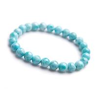 CWZZWS Blolesale 7 mm bleu naturel Larimar Gemstone Crystal Crystal Round Perle Stretch Bracelet AAAAA
