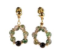 CWZZWS Boucles d'oreilles ， Boucles d'oreilles Jade Collier d'agate Moss Agate Collier cristal Green Collier d'oreille Set Black Agate Diamond Cut Lucky Perle Clear Quartz Antique Meditation