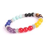CWZZWS Bracelet de mode 8 mm chakra coloré chakra à la main à la main de la couleur de la femme de la personnalité simple et de la personnalité de la personnalité rétro