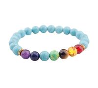 CWZZWS Bracelet de mode 8 mm chakra coloré chakra à la main à la main pour femmes turquoise simple de la personnalité