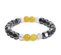 CWZZWS Bracelet de Perles, 8 mm Crystal Agate Square Hematite Bracelet Élastique Bracelets pour Hommes 21,5 cm