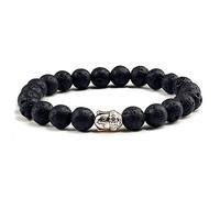 CWZZWS Bracelet de tête en pierre naturelle Black Lava Stone Prayer Femmes Vintage Guérisse Bracelets de brin de perle