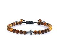 CWZZWS Bracelet d'hématite de 6 mm Black Cross Cross Men Tiger Eye Naturel Stone MAIN MAIN MAIN