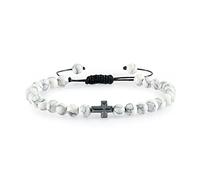 CWZZWS Bracelet d'hématite de 6 mm Black Cross Cross Men Tiger Eye Naturel Stone MAIN MAIN MAIN