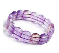 CWZZWS Bracelet extensible de la billes de perle de rectangle d'amétrine violet naturelle.
