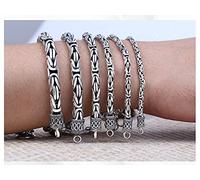 CWZZWS Bracelet masculin 990 argent pur, modèle de paix, hommes et femmes chaîne dominatrice de bijoux rétro bracelet