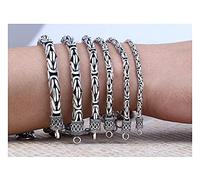 CWZZWS Bracelet pour les hommes 990 Pure de paix en argent pur