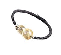 CWZZWS Bracelets ， Bracelets perles Bracelet de richesse Feng Shui Rare 7a Golden Rutilated Crystal Wu Lou Hu Lu Bracelet Calabash Prosperité Taliman Guérison Amulet de pierre pour la longévité