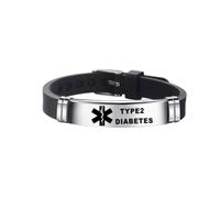 CWZZWS Bracelets en Silicone pour Hommes et Femmes, Identification d'alerte médicale, Longueur réglable, pour Hommes et Femmes, diabète de Type 1