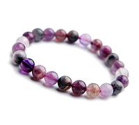 CWZZWS Cacoxénite naturelle colorée Auralite 23 Bracelet d'étirement à perle rond en cristal 8 mm