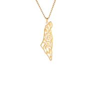 CWZZWS Collier israélien 925 Serling Silver Israël Palestine Carte Pendant Collier Land Colliers Géographie Colliers pour Femmes Bijoux Gift en Gros - Collier Israël, apportez-Les