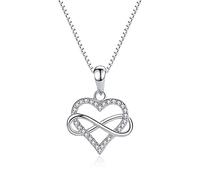 CWZZWS Collier pour femmes, collier pendentif en argent sterling S925, collier de pendentif d'amour infini, chaîne de clavicule simple