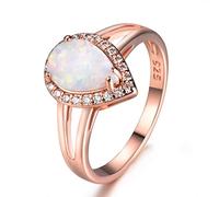 Cwzzws en forme d'eau en forme blanche fire d'opale anneau rose et anneaux de fiançailles remplies d'or pour femmes bijoux