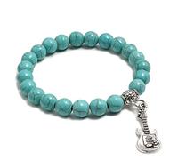 CWZZWS Fashion Natural Violin Pendant 8 mm Bracelet Bracelet Lave turquoises Men Perles Perles Bracelet Bijoux Men Femmes 18cm bleu