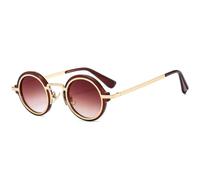 CWZZWS Fashion Populaire Petite Lunettes de Soleil Rondes Femmes rétro Punk Gradient Eyewear Men Shades UV400 Green Tea Sun Sunshes