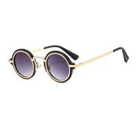 CWZZWS Fashion Populaire Petite Lunettes de Soleil Rondes Femmes rétro Punk Gradient Eyewear Men Shades UV400 Green Tea Sun Sunshes