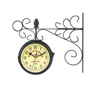 CWZZWS Horloges de Jardin extérieures étanches et Vintage Rotation Double Face Rotation en métal Corloges extérieures pour Le Mur du Jardin Mouvement de Balayage Batterie de café extérieur à