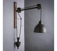 CWZZWS Lampe loftwall Industrielle rétro à poulie réglable Mur Suspendu Barre en Bois Applique Murale Vintage Pendant Lampes en métal éclair