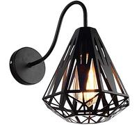 CWZZWS Lampe Murale Noire Industrielle Vintage en Fer de Fer Lanterne Loft Retro Antique Bracket Lampes murales E27 Metal Diamond Wall Murce pour Le Couloir Livrants d'éclairage de Salon