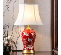 CWZZWS Lampes de Table en céramique de Ferme, Lampes de Table de Chevet de 21,6 po avec Abat-Jour en Tissu, Lampe de Bureau Haute Moderne, Lampes de Table d'extrémité rustiques pour Chambre à