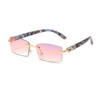 CWZZWS Mode Petite Rectangle Femmes Lunettes de Soleil Vintage Vintage sans océan Gradient de Soleil Verres de Soleil mensonges uv400