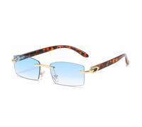 CWZZWS Mode Petite Rectangle Femmes Lunettes de Soleil Vintage Vintage sans océan Gradient de Soleil Verres de Soleil mensonges uv400