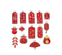 CWZZWS Nouveau 10 pièces Couleur Rouge année série émail Pendentif bénédiction Langue Ornements Fait à la Main Collier Bracelet Fabrication de Bijoux Mode Accessoires à la Mode Cadeau créatif pour