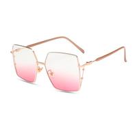CWZZWS Nouveau 2025 Couleurs éblouissantes Lunettes de Soleil sans Bord pour Femmes Filmons de Soleil en métal en Poudre de Lunettes Rouges