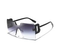 CWZZWS Nouveau 2025 Lunettes de Soleil à Monture Une pièce Lunettes à Pieds en Lettre Mince