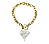 CWZZWS Nouveau Bracelet en Forme de Coeur d'amour en Acier Inoxydable, Couleur Or Argent, chaîne en Cristal, Bijoux Cadeaux, Accessoires à la Mode, Cadeau créatif pour Femmes et Hommes