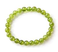 CWZZWS Olivine nature naturel péridot stretstal strething rond Crystal Bread Bracelet 7 mm