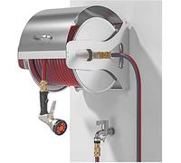 CWZZWS Reel de tuyaux de Jardin en Acier Inoxydable, Support de Rangement de tuyaux de Jardin Amovible ou Mural ou de Sol avec Couvercle, pour Les Plantes arrosées, Nettoyer Le Sol, Lave-Auto (Rack +