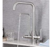CWZZWS Robinet de cuisine lampe 3 voies 360 ° rotation chaude et à eau froide boisson droite double manche en acier inoxydable pour l'évier de cuisine principale robinets brossés-a (couleur: a)