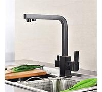 CWZZWS Robinets de Cuisine Black Aauter Filtre Filtre Robinets Mixer Sink Tap Square Style 360 Criginage filtré à Double poignée Pivot