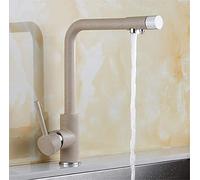 CWZZWS Robinets de Cuisine chromé chromé évier Robinet d'eau 360 Rotation de Robinet pivotant mélangeur Simple Porte-Trou Simple Trou 3 Voies robinets de Filtre à Eau Potable, Beige avec Point